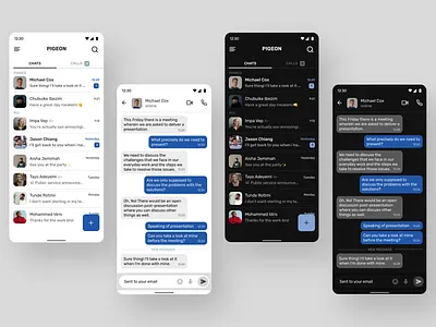 Messenger App app dark mode design light mode ui