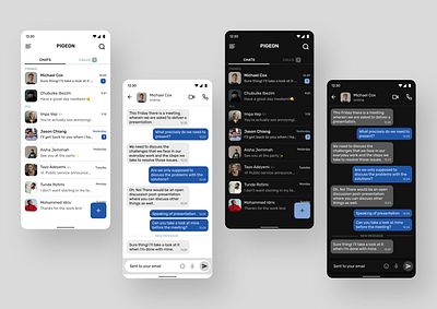 Messenger App app dark mode design light mode ui