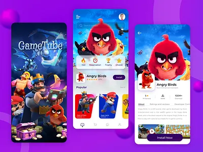 GameTube Mobile App UI angry birds app app ui branding creative game mobile app gaming gaming app ui graphic design illustration light mdgrpias mobile app product design ui ux web wireframes