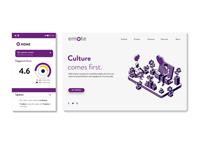 Interfaces for Emote app emotional design figma graphic design human centric design illustration landing page purple ui ui design ux design vector