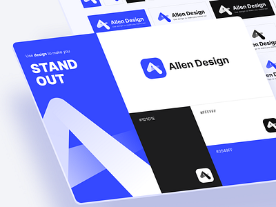 Allen design Brand identification app icon blue brand design brandmark design designer icon identification logo logo design logos logotype symbol