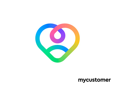 Heart + Customer logo concept (for sale) branding client customer gradient healthcare heart honest human icon lines logo love marketing person