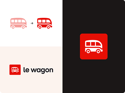 Le Wagon - Refresh Logo brand branding car design icon illustration logo rebranding red refresh symbol van wagon wordmark
