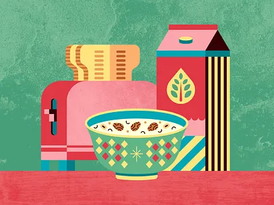 Breakfast 2d abstract adobe illustrator breakfast cereals design food geometric illustration milk minimal pattern texture toast vector