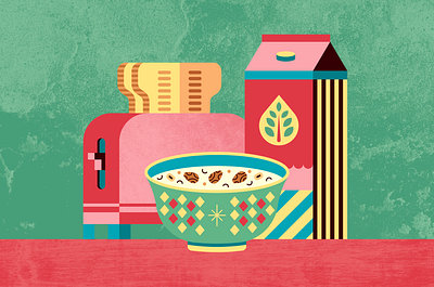 Breakfast 2d abstract adobe illustrator breakfast cereals design food geometric illustration milk minimal pattern texture toast vector