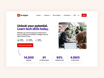 Le Wagon - Homepage brand branding design graphic design homepage learn logo picture purple red skills ui ux wagon website