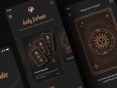 Fortune Teller App app app design app ui astrologer astrology fortune fortune teller horoscope match maker mobile app mobile app ui mobile ui palmistry tarot reading zodiac