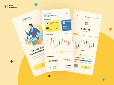 Stock Market Tracking - Mobile App UI Concept app chart design finance invest investment mobile mobile app mobileapp portfolio stock stock market ui uikit