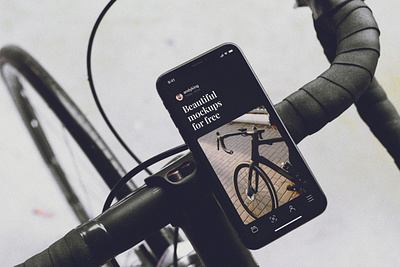 Free iPhone Mockup On Road Bike active bike black free iphone iphonex lifestyle mockup road roadbike sport sports workout