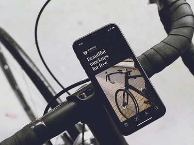 Free iPhone Mockup On Road Bike active bike black free iphone iphonex lifestyle mockup road roadbike sport sports workout