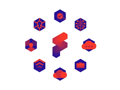 Futuralis, AWS cloud services, logo & icons set ecosystem design abstract minimalistic analytics applications development aws consulting data design ecosystem f icon icons intelligent cloud letter mark monogram logo logo design modern saas security set tech technology