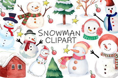 Christmas Snowman Clipart candy cane clipart christmas christmas clipart cute snowman scrapbook snowman snowman clipart watercolor clipart winter clipart winter illustration