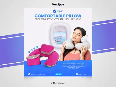 Social Media Branding Design - Travel Pillow Banner Design brandidentity branding brandingdesign businessbranding facebook post design gadgets banner instagram post design neck pillow pillow social media banner design social media design social media poster design socialmediabanner travel accesories travel banner travel pillow