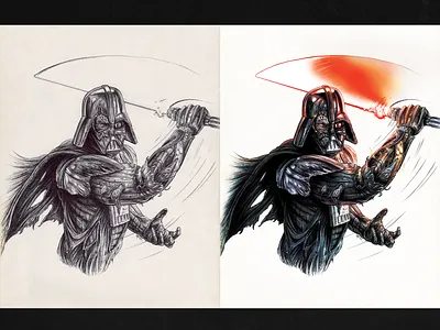 Revenge 2d art art darth vader digital art digital artwork drawing fan art illustration jedi pen art pen drawing photoshop sith sketch star wars vader