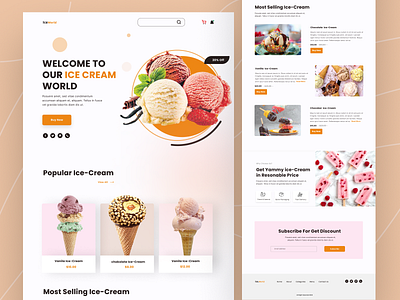 Ice Cream Landing Page cold food ecommerce food food and drink homepage icecream icecream landing page icecream website landing page order ice cream restaurant store trends ui uidesign uiux web web design website website design