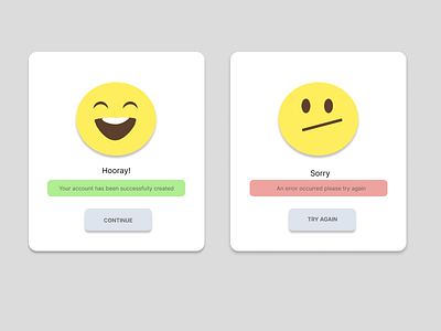 Flash Message account creation emoji flash message graphic design green red simple ui