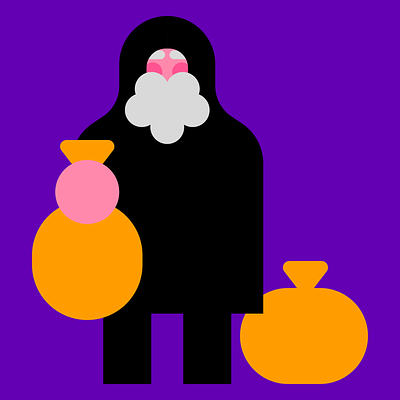 The Mysterious Merchant 2d art bold character colour design flat illustration minimal ui