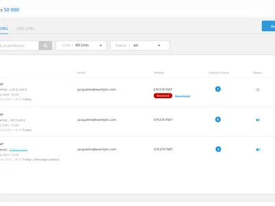 Contact listing contacts listing ui ux