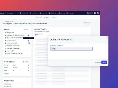 Add/Edit External User ID add edit onesignal ui userprofile ux