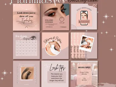 Plantillas Editables post de Instagram Lashes diseño grafico instagram plantillas templates