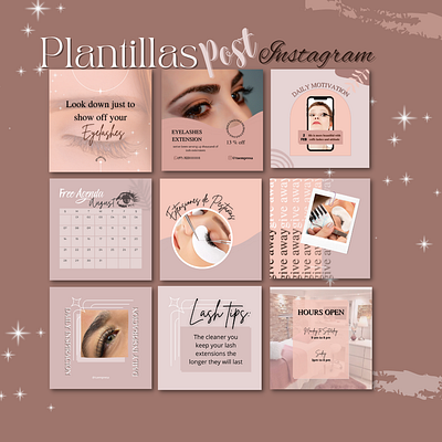 Plantillas Editables post de Instagram Lashes diseño grafico instagram plantillas templates