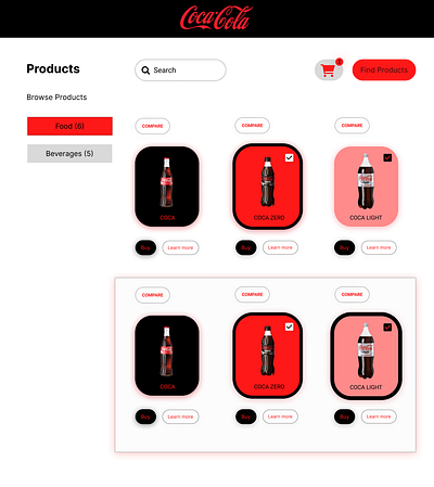 Coca Cola / Products Page artdirectors cocacola design graphic design productdesign ui ux