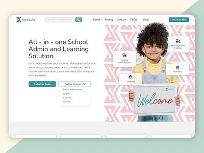 School Platform Landing Page app design education ui illustration logo school landing ui ux