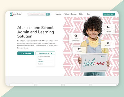 School Platform Landing Page app design education ui illustration logo school landing ui ux