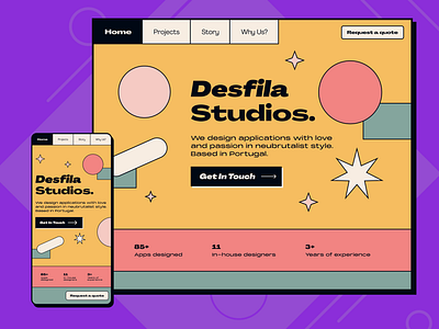 Neubrutalist Design Studio Landing Page design design studio design studio landing page landing page mobile landing page mobile website neubrutalism neubrutalist neubrutalist ui ui ux web design website website design