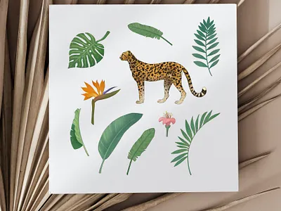 Leopard tropical print design illustration