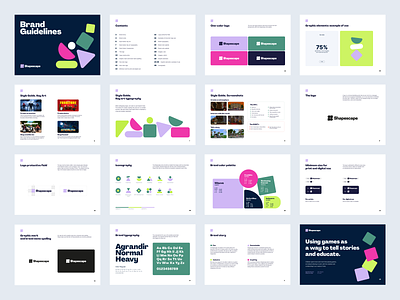 Shapescape | Case Study – Brand Guidelines brand guidelines brand identity brand manual brandbook branding design graphic design illustration logo typography unikorns