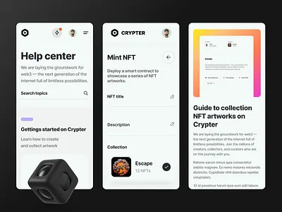 Crypter 2.0 - Mobile version II after effects animation crypto design motion motion design nft platform ui ui8