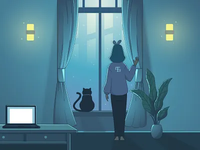 Feel Empty anime blue debut empty exploration feel first illustration lonely sad scene scenery shot style vector