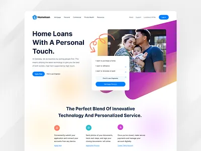 Homeloan landing page - banking website aziz howlader bank account bank app bank card banking clean finance finances fintech fiverr freelancer landing page loan modern money management money transfer transactions ui website design