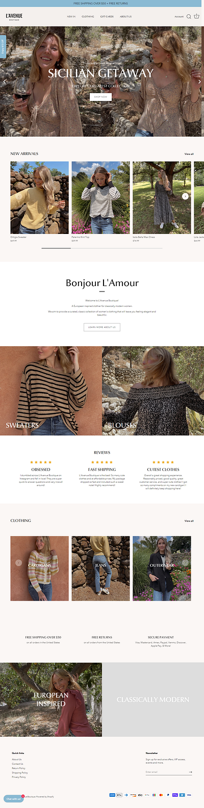 L'AVENUE SHOPIFY ECOMMERCE STORE ecommerce online store shopify store