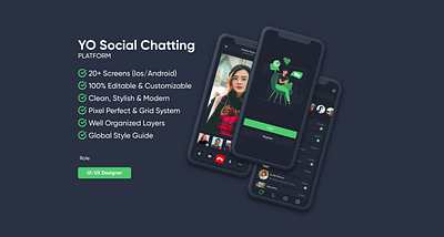 YO Chatting - Social Messaging App call chatting app design message messaging app minimalistic design mobile app social ui ux video calling app