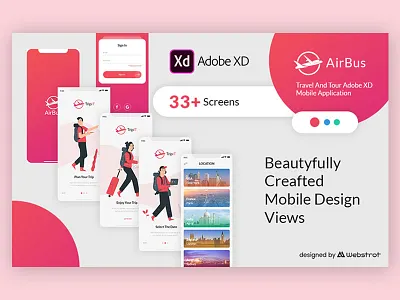 Airbus - Travel Adobe XD Mobile Application UI Elements