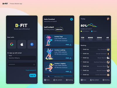 Fitness Mobile App app design fitness graphic design ui