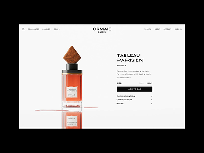 Ormaie 3d clean concept ecommerce eshop perfume product product page shop ui ux webdesign