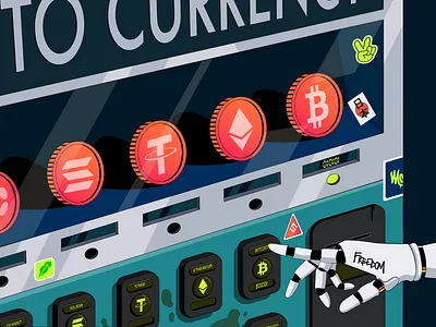 Bitcoin kiosk illustration bitcoin crypto cryptocurrency illustration
