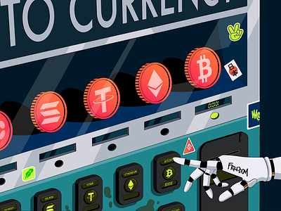 Bitcoin kiosk illustration bitcoin crypto cryptocurrency illustration
