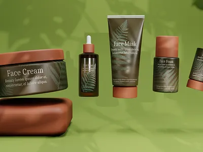 Cosmetics set 3d mock-up animation 3d branding graphic design mockup package design