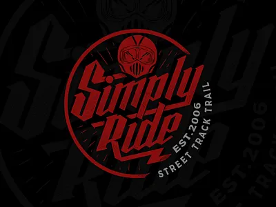 Simply RIde badge badge design branding clothing dealer design drawing graphic design handdrawn illustration lettering logo merchandise motorbike motorcycle typography vintage