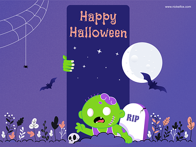Happy Halloween app application art card cartoon color dark dark mode design festival flat design graphic design green halloween illustration pop color purple ui vector web