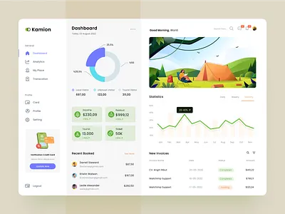 Analytics Dashboard anlytics chart clean dashboard data icon illustration mountain satatistics transcation ui