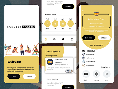Music class App app branding dark mode design education education app graphic design illustration logo music music app typography ui vector