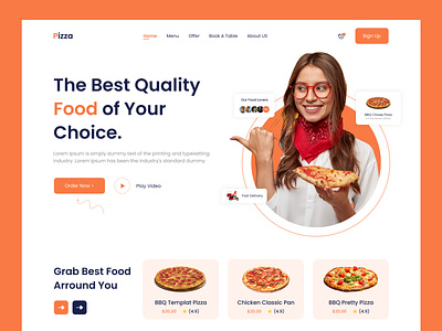 Pizza Website Header Exploration burger cheese eat eating fast food food food delivery hero section homepage landing page pizza pizza website resturent web design website