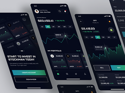Stockman - Stock Investment Mobile App appdesign balance chart clean design invest app investment investment app mobileapp modern popular portfolio stock stock app stock investment stock investment app stock mobile app trending ui uiux