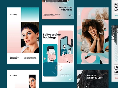 Booksy app barber brand branding color instagram motion salon social story