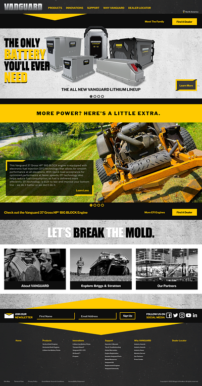Briggs & Stratton - VANGUARD Landing Page Redesign branding contract design figma freelance graphic design logo marketing product redesign ui ux web design website